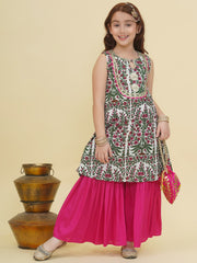 Girls Floral Printed Kurta with Sharara