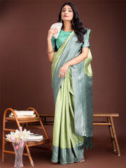 Graceful Orange & Maroon Banarasi Silk Saree with Rich Zari Woven Border – Traditional Elegance for Celebrations