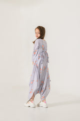 Slate Grey Dhoti Jumpsuit Kids