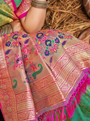 Kanjivaram Silk Saree for Women Yellow Wedding Wear with Red Blouse Rich Zari Woven Design Saree
