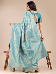 Elegant Grey and Gold Silk Saree – Graceful Artistry with Contemporary Charm