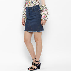 Women's Denim Skirt with Stitch Detail