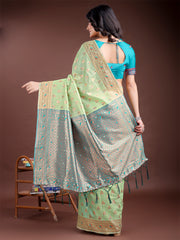 Elegant Sky Blue Cotton Saree with Contrast Pallu – Perfect Blend of Tradition & Comfort