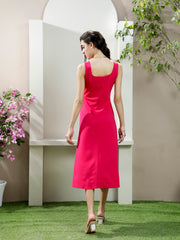 Floral Embroidered Scuba Fit & Flare Midi Dress