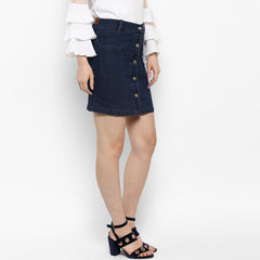 Women's Denim Skirt with Front Buttons