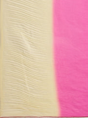 MITERA Women's Pure Crepe Pink Solid DesignerSaree With Blouse Piece