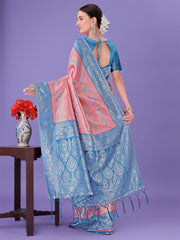 Cream & Green Lichi Silk Saree with Rich Woven Border and Zigzag Pattern – Wedding & Festive Wear