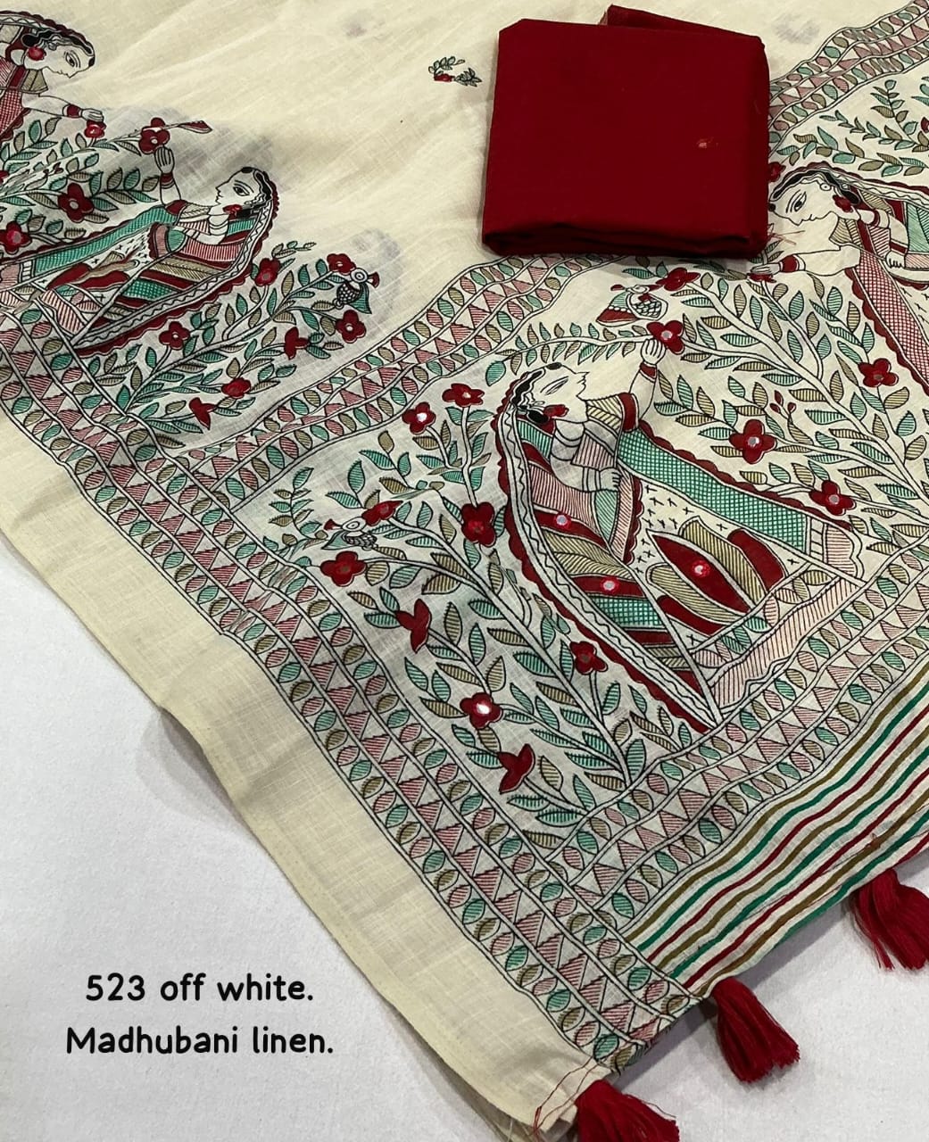 Soft linen saree with shaded style prints.
