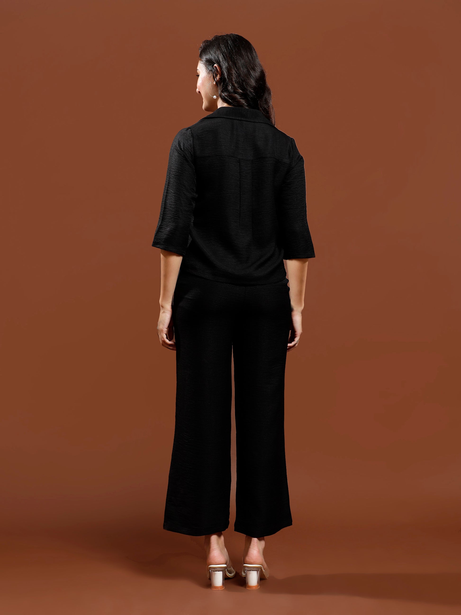 Floral Embellished Patchwork Linen Shirt & Trousers