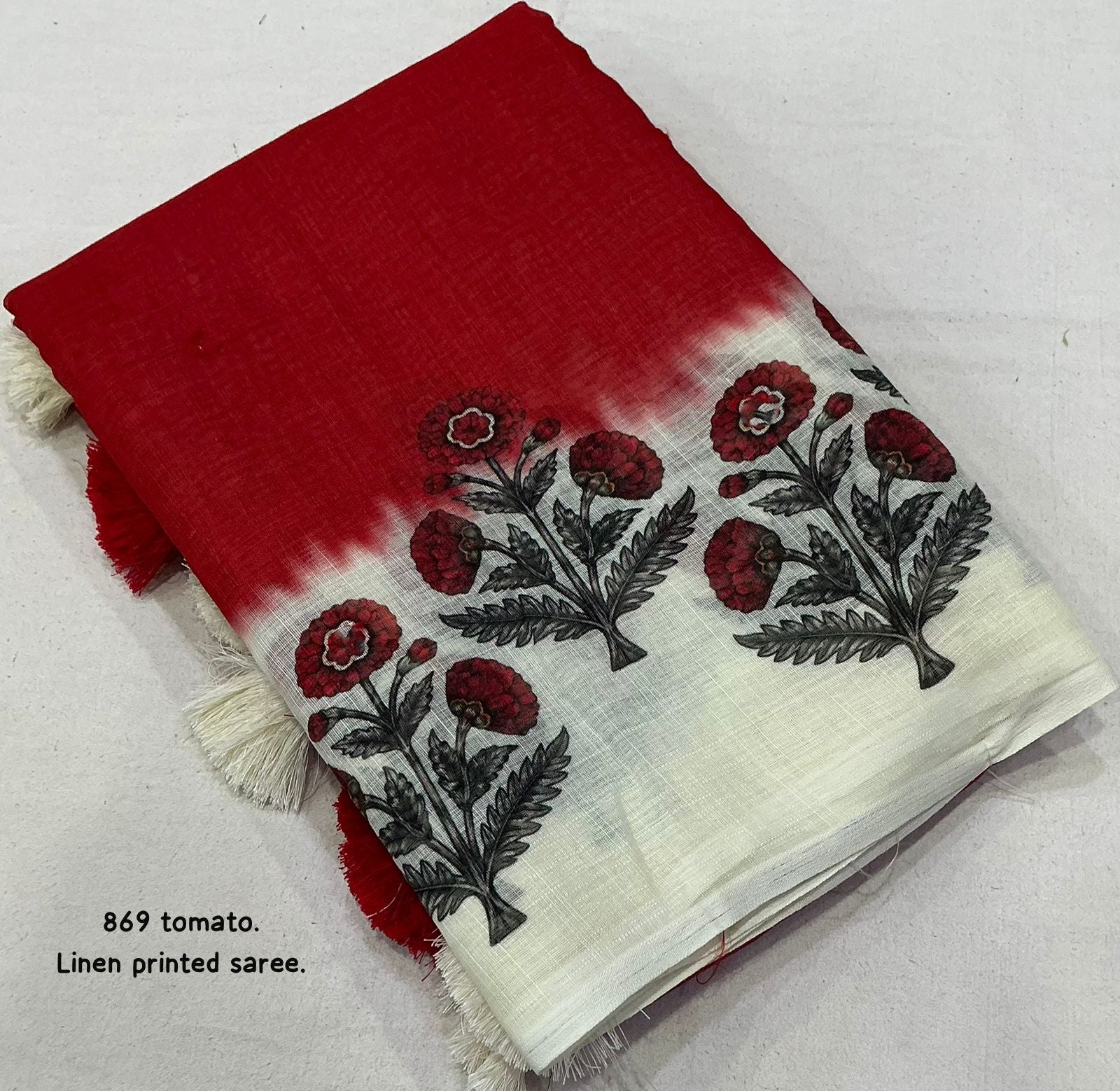 Soft linen saree with shaded style prints.