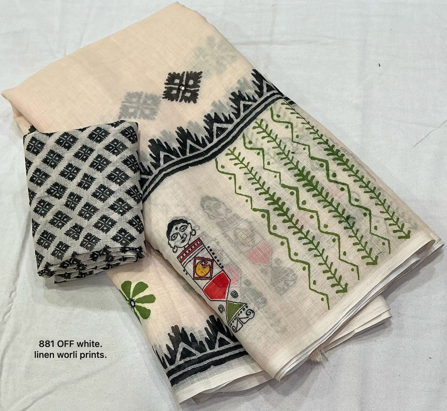 Soft linen saree with shaded style prints.