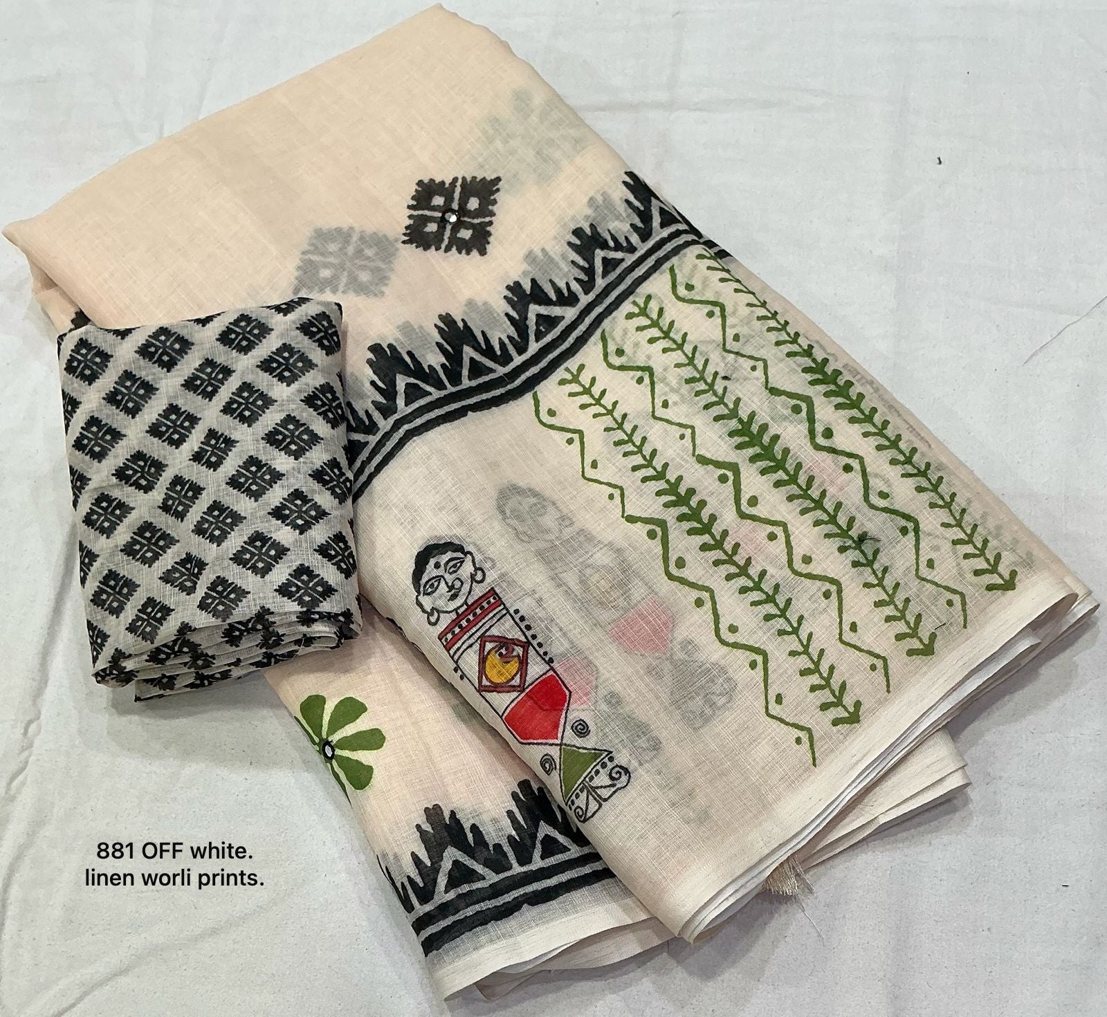 Soft linen saree with shaded style prints.