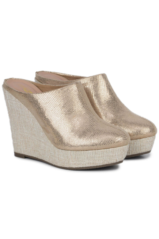 Casual Fashion Mules 5 Inches Wedge Open Back Round Toe Heels