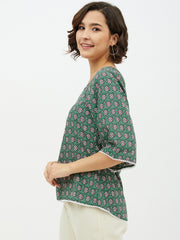 Women's Green Printed Top