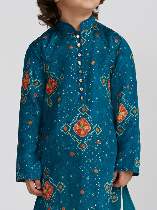 Boys' Blue Kurta And Patiala Set