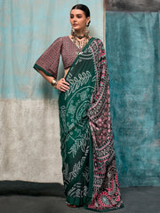 Women's Crepe Printed Designer Saree With Blouse Piece