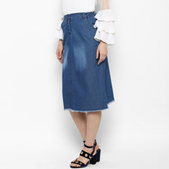 Women's Denim Skirt with Monkey Wash