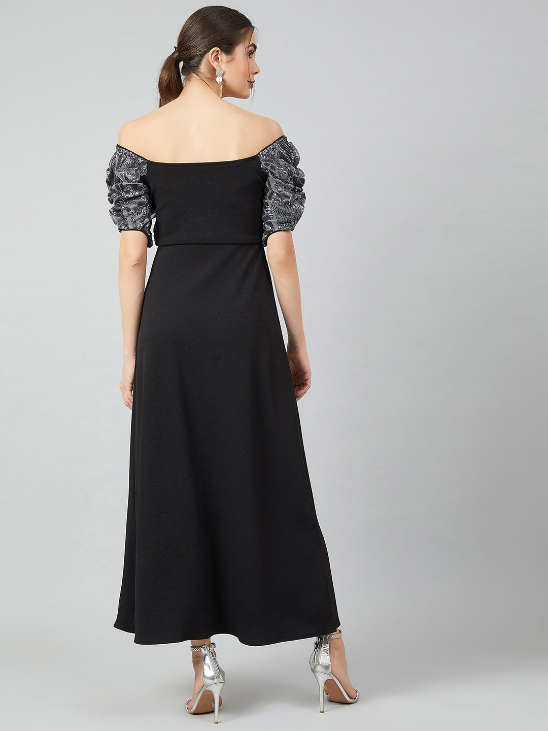 Women Black Solid Maxi Dress