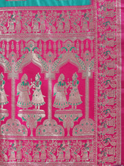 Banarasi Silk Saree with Zari Work - Wedding & Festive Traditional Saree | Temple Border & Royal Motifs | Soft & Shiny Silk Finish