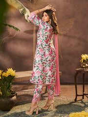 White Floral Printed kurta set