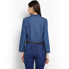 Women's Denim Light Blue Collar Style Shrug