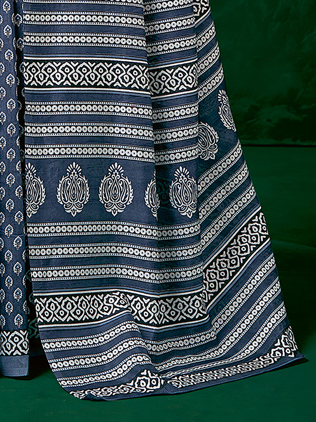 Women's Bhagalpuri Silk Grey Printed DesignerSaree With Blouse Piece