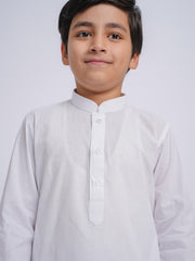 Boys' White Pure Cotton Kurta Pyjama Set