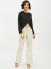 Women's Red top with diagonal button top
