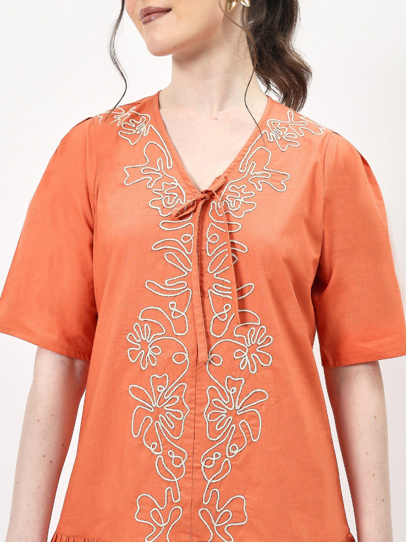 Floral Embroidered Mini Dress-ADR-19727A
