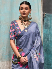 Women's Crepe Printed Designer Saree With Blouse Piece