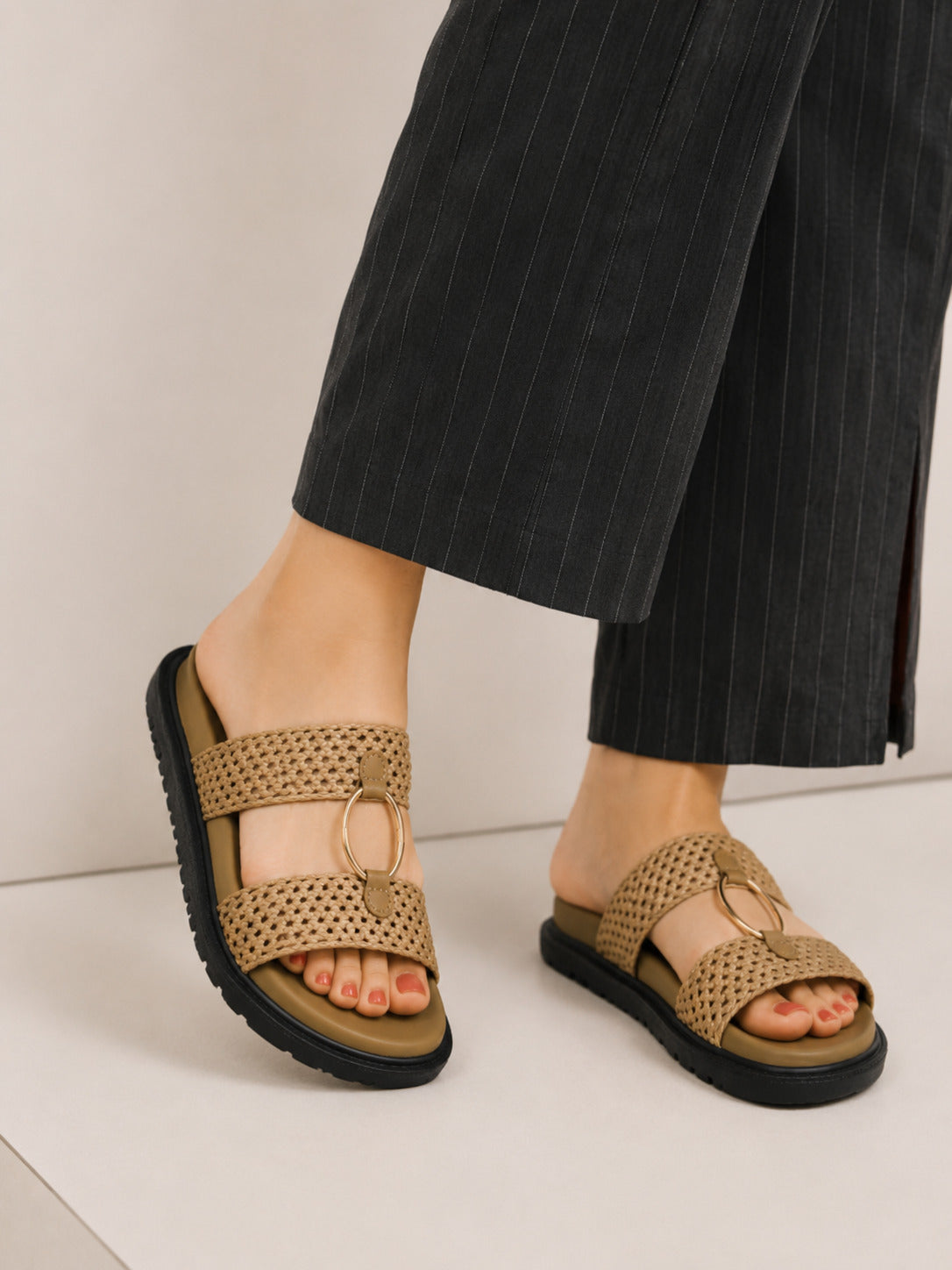 Casual Fashion Open Back Flatform Sandals 1 inch Heels