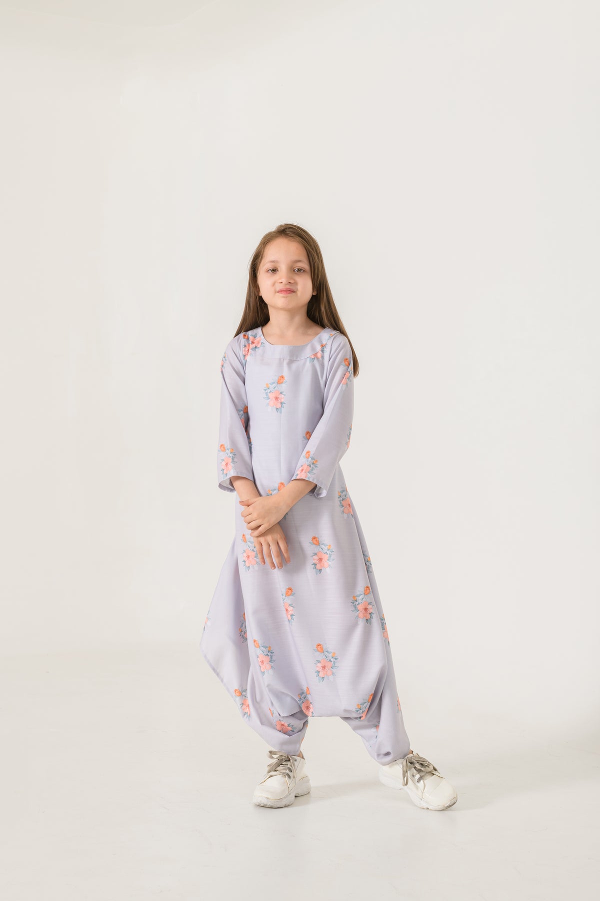 Slate Grey Dhoti Jumpsuit Kids
