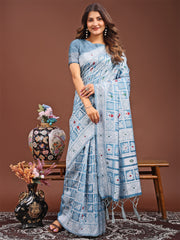 Threads of Tradition: Beige Linen Cotton Saree Woven with Stories of Grace & Heritage