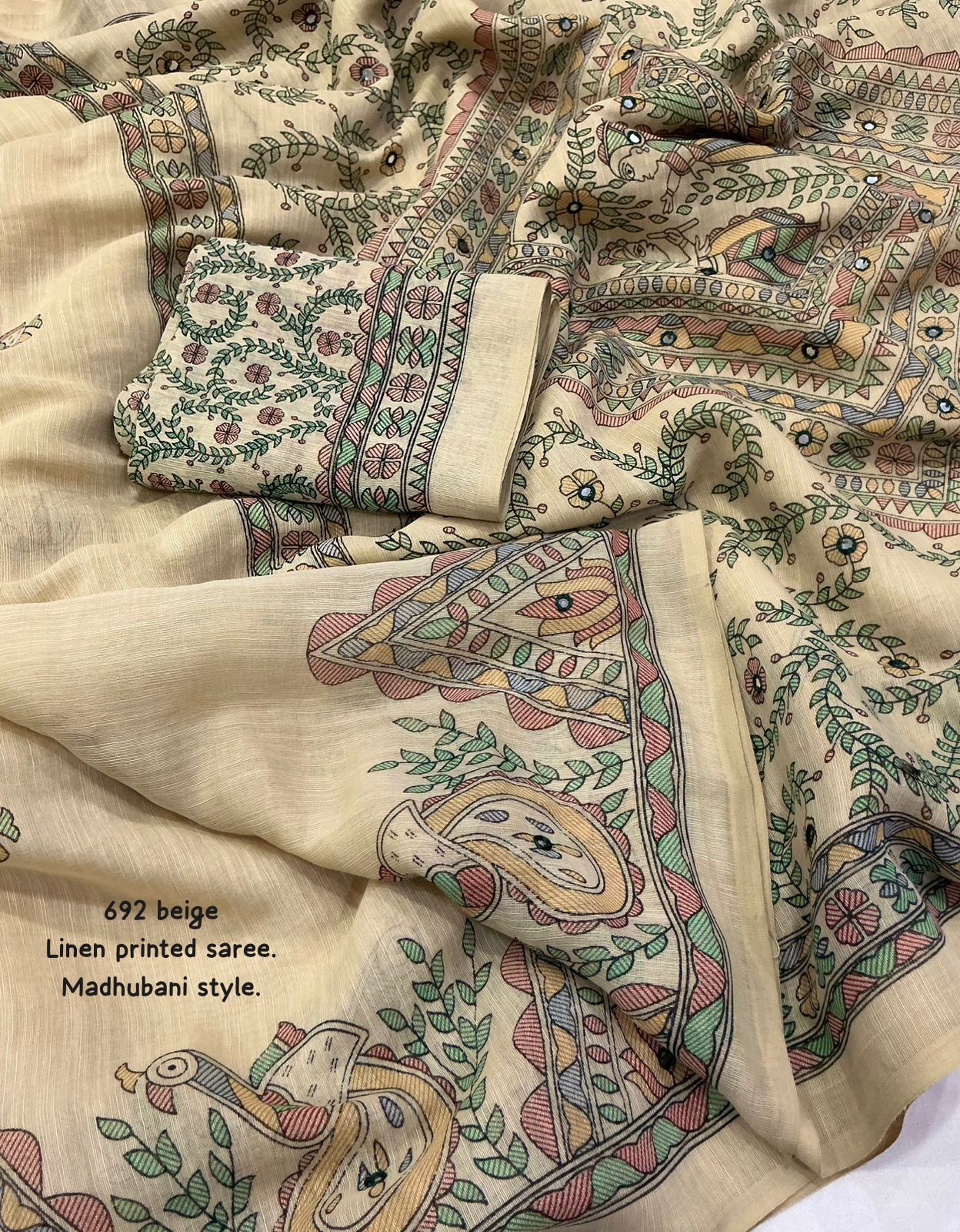 Soft linen saree with shaded style prints.