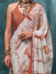 Women's Crepe Printed Designer Saree With Blouse Piece