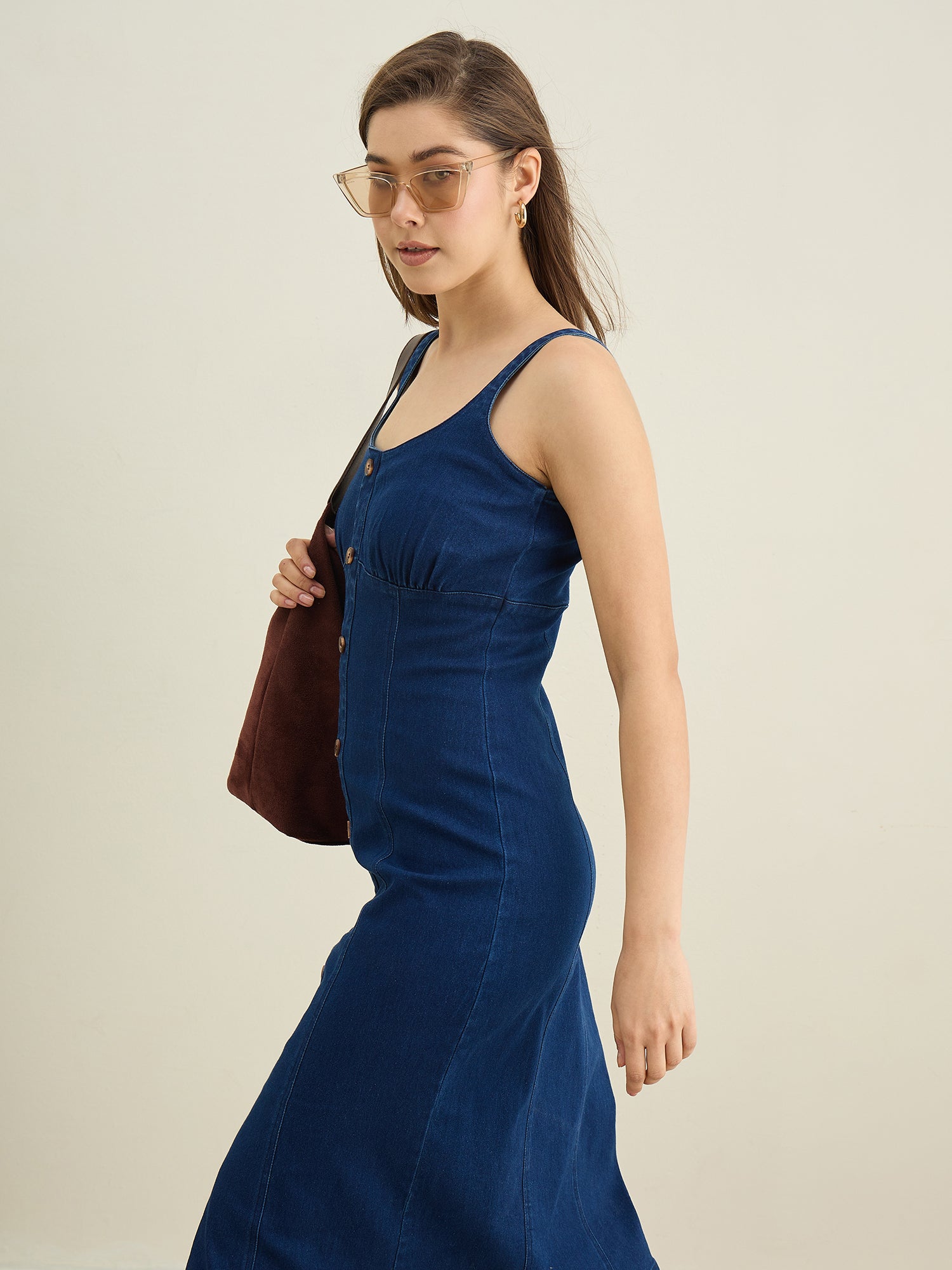 StyleStone Women's Denim Dress with Bustier detail