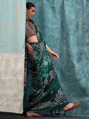 Women's Crepe Printed Designer Saree With Blouse Piece