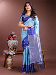 Orange & Maroon Lichi Silk Saree with Rich Zari Pallu & Tassels – Soft Festive Wear Saree for Women