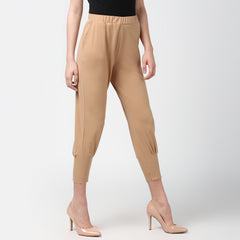 Women's Beige elasticated waistband and hemline stylised Pants