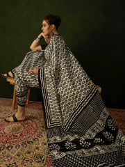 Women's Bhagalpuri Silk Beige Printed Designer Saree With Blouse Piece