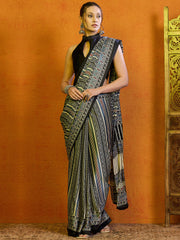 Women's Satin Printed Designer Saree With Blouse Piece