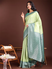 Graceful Orange & Maroon Banarasi Silk Saree with Rich Zari Woven Border – Traditional Elegance for Celebrations