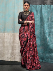 Women's Crepe Printed Designer Saree With Blouse Piece