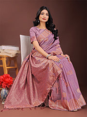 Teal Blue Linen Cotton Saree with Woven Geometric Zari Motifs – Elegant Festive Wear for Women