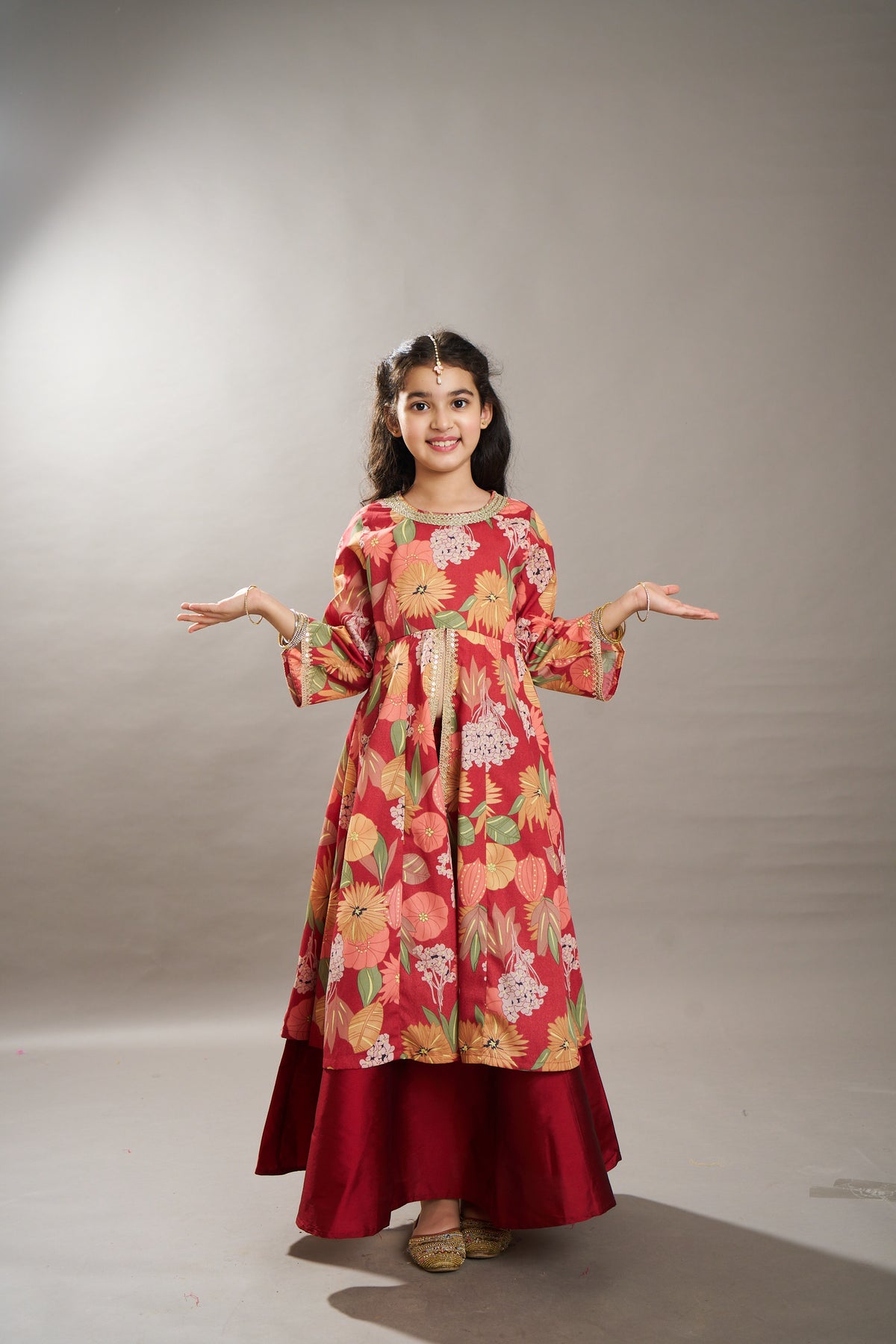 Girls Pink with Embroidered Ready to Wear Lehenga & Choli with Dupatta