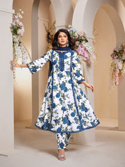 Blue Floral Printed Kurta with Palazzos & Dupatta.