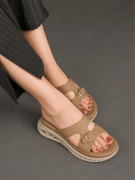 Casual Fashion Open Back Platform Sandals 1 inch Heels