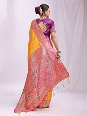 Banarasi Silk Saree with Silver Zari Border & Paisley Design - Festive Wedding Wear | Elegant Traditional Pallu | Soft Silk Finish for Women | Cultural Ethnic Saree