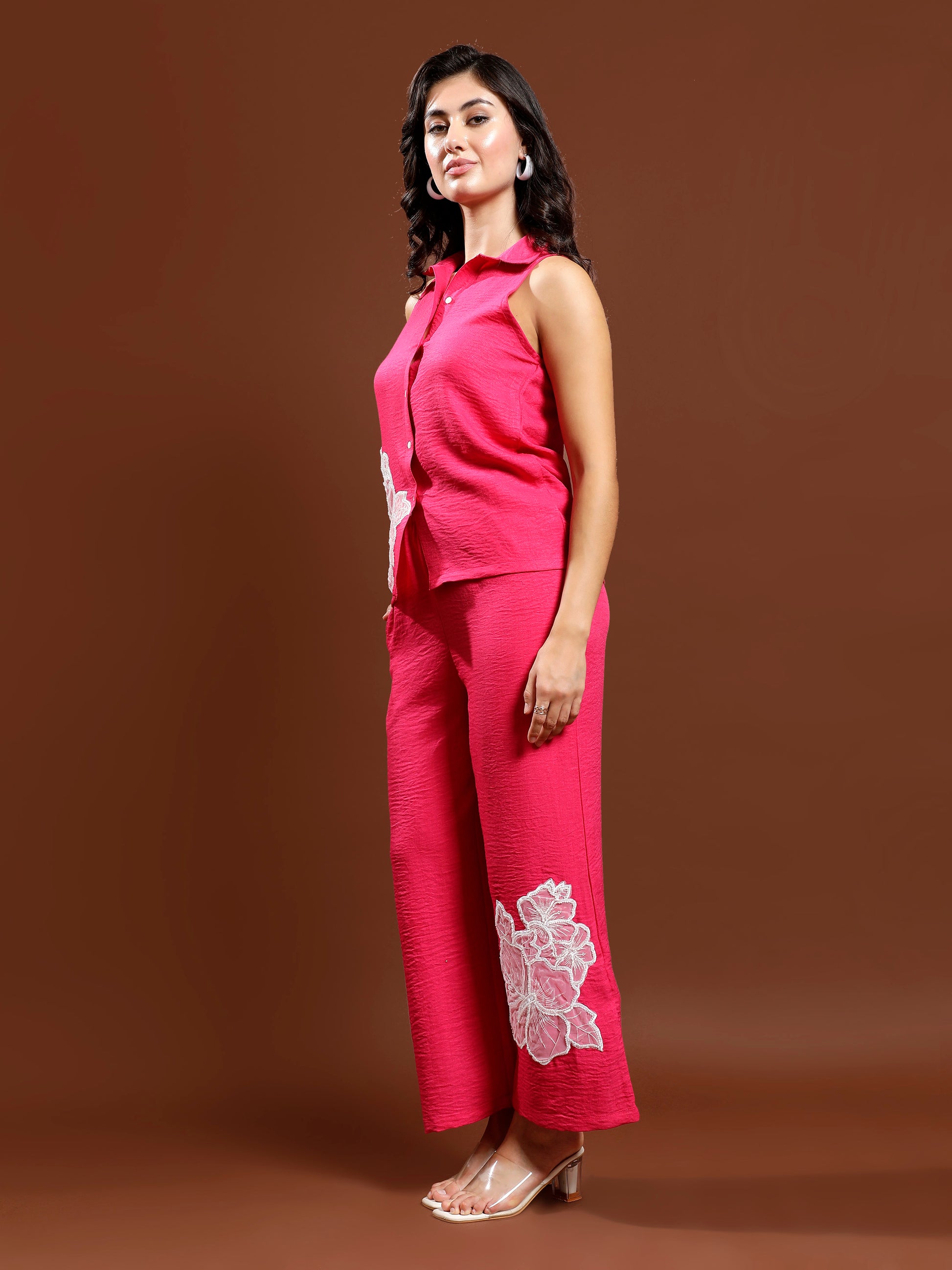 Floral Patchwork Linen Shirt & Trousers