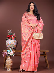 Elegant Sky Blue Linen Saree with Intricate Woven Patterns – Lightweight Grace for Everyday and Festive Moments
